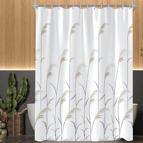 Lerores Tenda per doccia 80x200cm, con fondo pesante, resistente alla muffa, idrorepellente, lavabile, in tessuto di poliestere, tende da bagno con occhielli e 5 anelli per doccia per bagno, colore