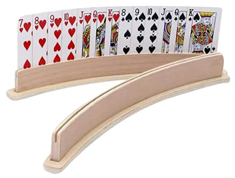 Spielkartenhalter, 2 Stück, aus , freihändiges Kartenhalter für Canasta, Pokerpartys, Brücke, Canasta, gebogener Holzkarten-Organizer, Spielhalter für Kinder, Erwachsene, Senioren,