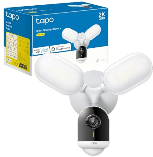 Tapo C720 Floodlight Outdoor Security Camera, 2800-Lumen Ultra-Bright, 2K QHD 4MP, 270° Detection Zone, Wi Fi Camera No Monthly Fee, Smart AI, Customizable Alarm, IP65, Work with Google & Alexa