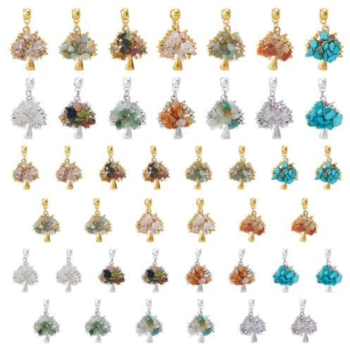 SUPERFINDINGS 28 pezzi 14 stili Alberi Della Vita Ciondoli Chakra Pietre Preziose Europei