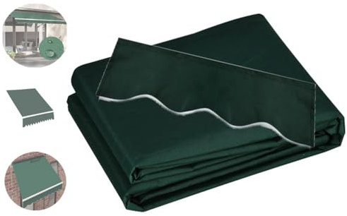 NILZA Markisenbespannung Einziehbar Markise Ersatzstoff Canvas Wasserdicht Ersatzbespannung Sonnenschutz Markisenstoff Klemmmarkise Für Garten - Grün(Size:3x2m/9.8x6.5ft)