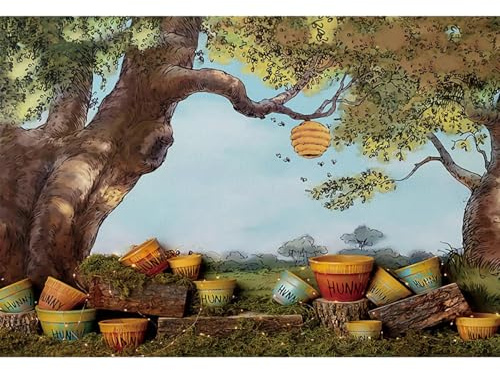 YongFoto 2,5x1,8m Chambre d'enfants Photographie Toile de Fond Pot de Miel Forêt Sauvage Ruche Scène pour Chambre d'enfant Décors muraux Fond de Photos Bébé Garçon Fille Thème drôle Accessoires