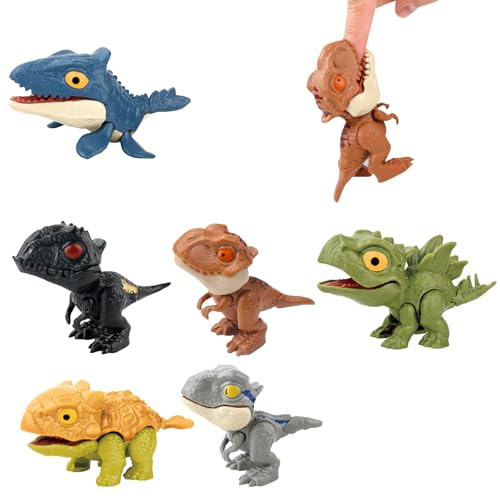 Diyxisk 6 Stücke Dino Biss Finger Interessant Dinosaurier Spielzeug 6 StileMini Dinosaurier Figuren Schön Dino Handpuppe für Kinder Jungen und Mädchen Geburtstagsgeschenke Partygeschenke