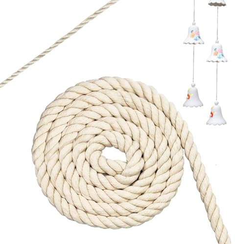 LURNODY 3MMx10M/0,11x393,7 Pulgadas Cuerda Algodon, Cuerda Trenzada de Algodón Cuerda Algodon Colgador de Cuerda de Algodón, para Manualidades, Colgadores de Plantas, Proyectos Hechos a Mano