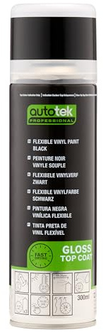 Autotek Professional Flexible Vinyl Black Spray Paint 300 ml, Aerosol Spray for PVC & Vinyl Surfaces