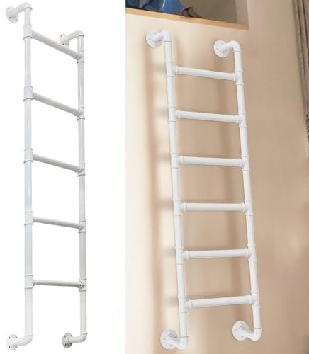 Scala in metallo per letto a castello con gradini di sicurezza da parete, per letto alto/terrazza/pozzo finestra, opzioni da 4 gradini a 8 gradini, lunghezza 125 cm