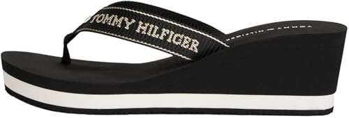 Tommy Hilfiger Chanclas Mujer Summer Sandal con cuña, Negro (Black), 36