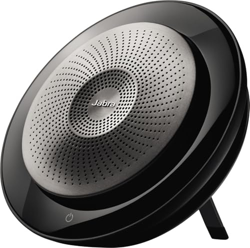 Jabra Speak 710 Speaker Phone - Microsoft Certified Portable Conference Speaker with Bluetooth Adapter and USB - Connect with Laptops, Smartphones and Tablets, Black (Renewed)