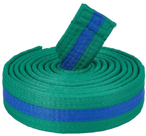 CREATCABIN Green Blue Taekwondo Belt Polyester Martial Arts Belt Judo Karate TKD Aikido Uniform Belt Ranking Long Soft Universal Fit Belts Jiu Jitsu for Adult Sports Training Equipment 9.18ft