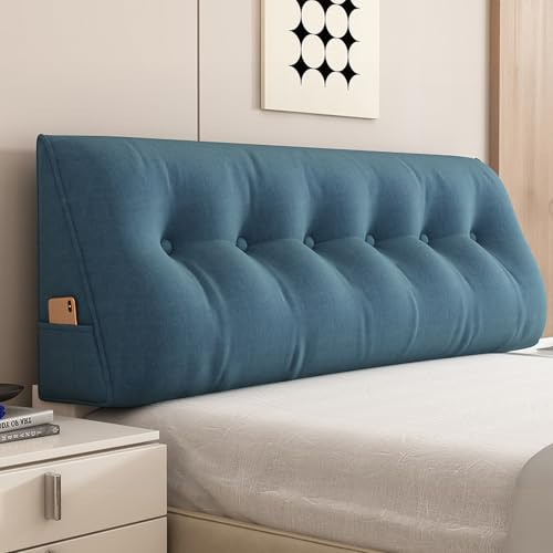 Almohada triangular en forma de cuña para cabecero de lectura, cojín lumbar, color azul marino, 135 x 50 x 20 cm, ideal para mayor comodidad y apoyo ergonómico