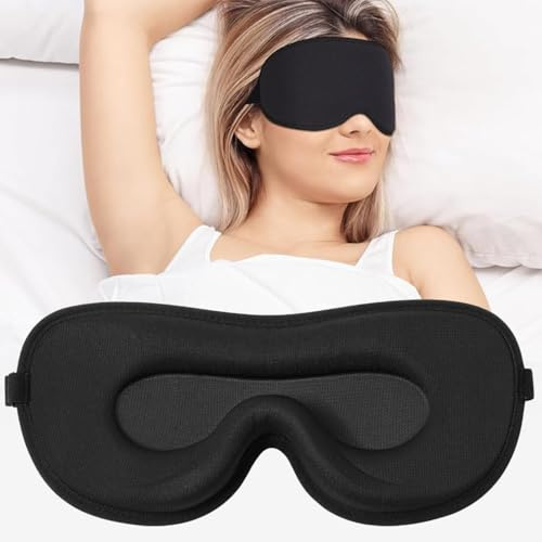 WUBAYI 3D Deep Socket Schlafmaske mit integrierter Einfassung & doppelseitigem Lycra - Ultraweiche, atmungsaktive Augenmaske zum Schlafen, lichtblockierende Schlafmaske für bequemes Ausruhen