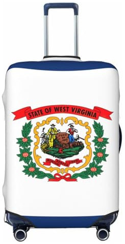 NBAGHPQ West Virginia State Flag Print Double Sided Elastic Protection Universal Suitcase Cover Unique Luggage Protector, Nero , S