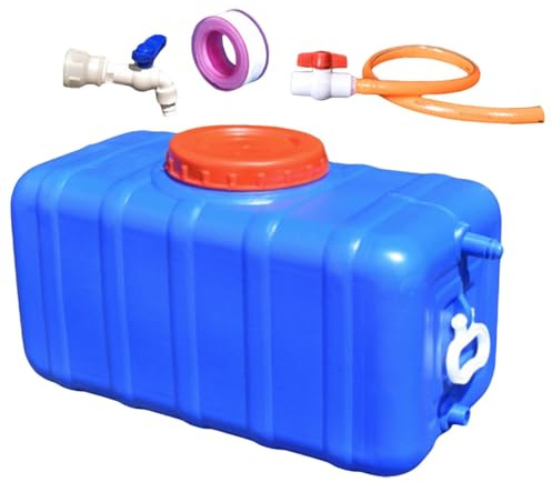 Baoblaze Réservoir d'eau Pratique, Carafe avec Robinet et Tuyau, Seau de Rangement Horizontal pour Jardinage, Bleu 47.5 Kg