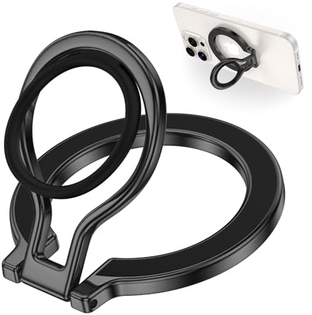 Magnetic Phone Ring Holder for MagSafe Phone Grip Stand for iPhone 17 17e 16 Pro Max Plus 15 14 13 12 Samsung S26 S25 S24 FE S23 S22 A56 A55 A17 A16, Finger Grip Kickstand Magnetic Ring for Phone Case
