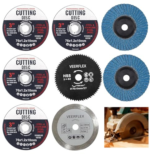 8PCS 76mm Cutting Discs for Angle Grinder, for Fast Cutting Metal, Wood, Stone - 10mm Bore for Mini Grinder - Reinforced & Durable Abrasive Wheel