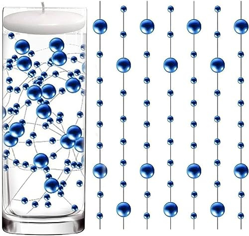 LuyoNova 20 Piezas Perlas Flotantes Velas Decorativas Azul Cuerdas Velas Flotantes Para Agua Perlas Imitación Flotantes Jarron para Boda Decoración Centro de Mesa Celebraciones Decoración del Hogar