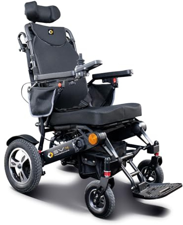 SV4 Powerchair – Folding Electric Wheelchair with Recline, 150kg Capacity, 12” Rear Wheels, Long Range, Lightweight & Compact for Travel