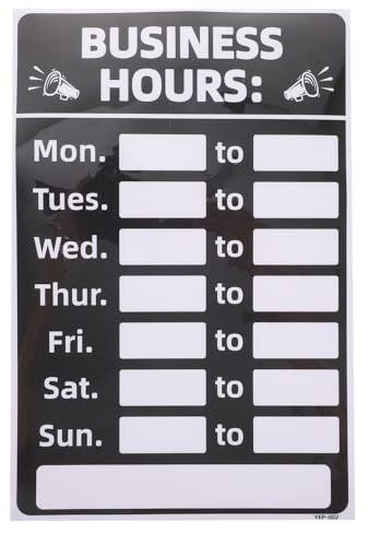 UAUWBRZ Señal de horario de apertura, reescribible, señal de horario comercial, cerrado, cambiable, para negocios, tienda, oficina (negro)
