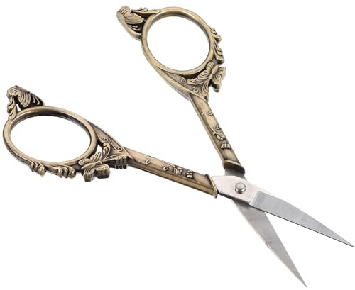 Hohopeti Ciseaux de Beauté Compacts Multifonctions en Acier Inoxydable Rétro Petits Ciseaux à Sourcils Pratiques Couleur Cuivre Antique Outil de Toilettage pour Poils de Nez et Ongles