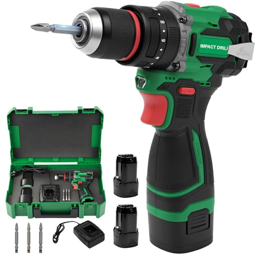 Trapano avvitatore a batteria (Li-Ion, 16.8V, 50 Nm, 20+2 velocità, LED, foro Ø legno max: 19 mm, foro Ø acciaio max: 10 mm, incl. 2x batteria 2.0Ah, caricabatterie e 3 punte per cacciavite)