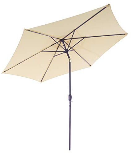 Nexos Trading Sonnenschirm 290 cm neigbar Kurbel UPF 50+ creme | Stahl Gestell 6 Rippen, Polyester 160g/m² wasserabweisend, Handkurbel, knickbar, 2-teiliger Mast, Höhe 230 cm, Ø 40 mm