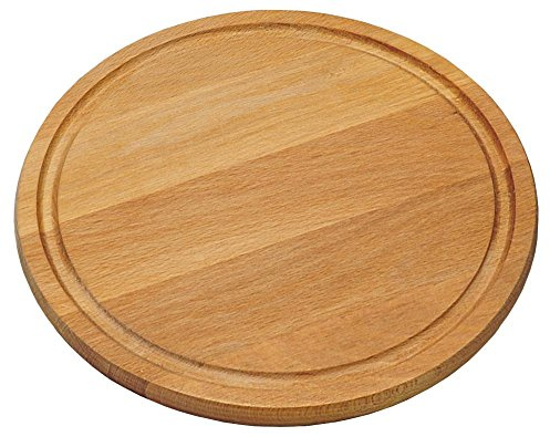Kesper 6 Stück Vesperteller-Grillmeister mit Saftrinne, Ø 25 x 1,5 cm, FSC-zertifiziertes Buchenholz, geölt, Präsentationsplatte, Schneidebrett