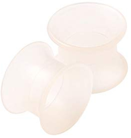 KJM FASHION 2 Stk Silikon Hautfarbe 8 mm 0gauge Double Flared Dünn Tunnel Ear Plug Ohren Stecker Dehnstab Ringe Eyelet Piercing Schmuck 2862