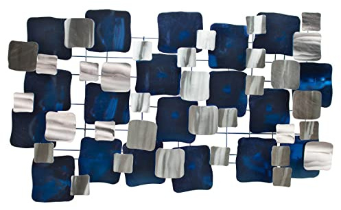 KunstLoft Wanddeko Metall | 100% HANDGEFERTIGT | 117x65x5cm | Wandbild Metall 'Der Wintersturm' | Abstrakte Skulpturen | Blau Silber | Wandskulptur | Metalldeko Wand Wohnzimmer