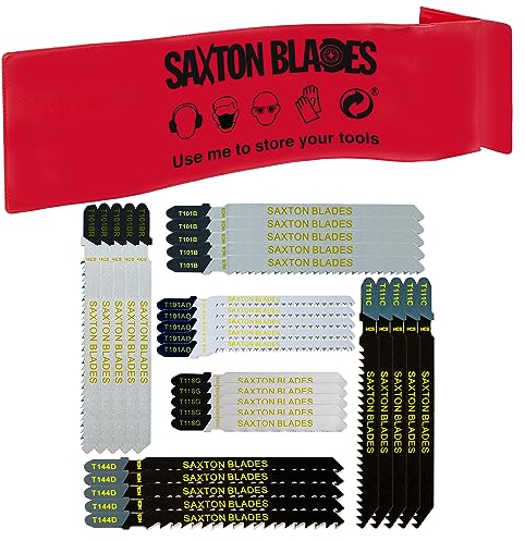 30pc Saxton T Shank Jigsaw Blades Set T144D T101B T101BR T111C T101AO T118G Wood & Metal fit Bosch, Dewalt, Makita etc