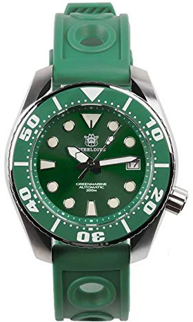 Steeldive SD1971 Taucheruhr, Sumo, NH35, AR Saphir, Lume, Grün, 200 m Diver, BNIB