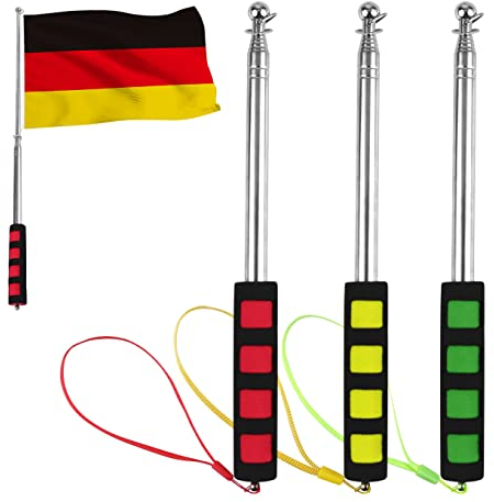 JSMTKJ 3 Pezzi Asta Bandiera Telescopica, Asta Telescopica per Bandiera Acciaio Inox per Guide turistiche, Agenti di Viaggio, Campeggio, attività all'Aria Aperta, sfilate e corsi per Insegnanti