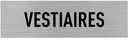 Pictogramme VESTIAIRES (Q0023). Signalisation Porte - 170 X 50 mm - Autocollant souple ou plaque alu brossé 2mm. - Adhésif aspect aluminium brossé - Adhésif aspect aluminium brossé -