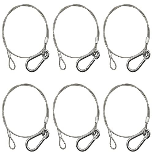 6PCS Stage Lights Safety Cable,YuCool 25.5Inch/65cm Stainless Steel Stage Light Safety Cables Stainless Steel Safety Rope for DJ Stage Lighting Party Light Moving Head Light