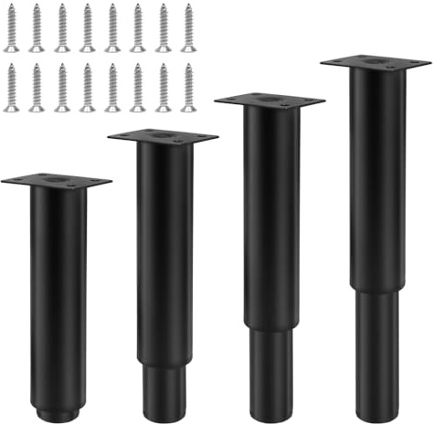 GOIYZTTR 4 Stück Möbelfüße Höhenverstellbar Einstellbare Höhe 18-32cm Schwarze Verdickte Möbelbeine mit Schrauben Verstellbare Beine für Sofas, Schränke und Tische