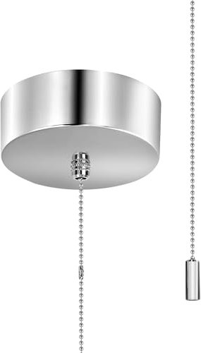 DoRight Bathroom light Pull Cord Switch Ceiling Mounted Chrome Plated Silver Round Ceiling Pendant Light Switch Fitting Kit with Chain Kit Bathroom Accessories 150cm Cord Pull String Cylinder