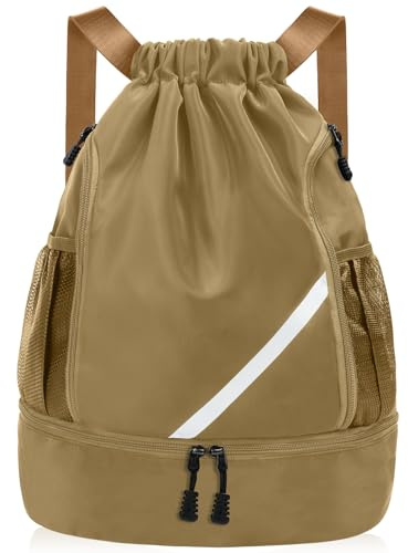 flintronic Mode Sport Rucksäcke, Turnbeutel, Große Kapazität Kordelzug Sporttasche, Gymsack Wasserfest Sporttasche, Turntasche mit Schuhfach & Wasserflaschen-Netztaschen, für Erwachsener Jugend