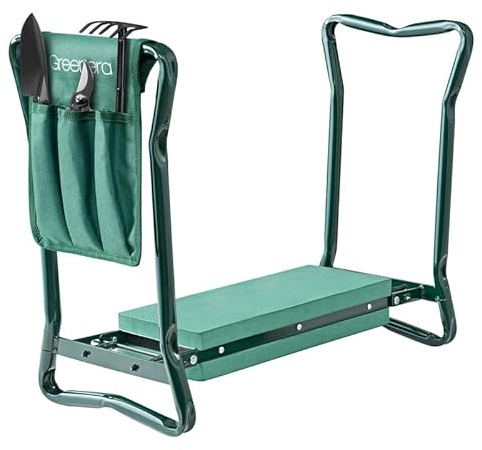 Garden Kneeler with Handles,2-in-1 Soft Foam Kneeling Pad,Portable Kneeler Seat With Removable Tool Pouch,Folding Padded Garden Kneeler,Lightweight Gardening Stool Garden Kneeling Bench for Gardening