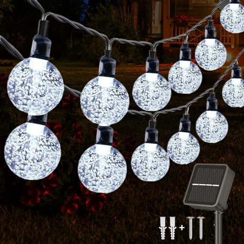 WUBAYI Solar Lights Outdoor Garden,39ft/12m 100pcs LED 8 Modes Solar String Lights Waterproof Powered Decorative for Patio/Garden/Yard/Tree/Home/Party,Cool White