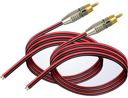 RUNCCI-YUN 2 Pièces Connecteur RCA Mâle, Adaptateur Audio/Vidéo, Fiche Sans Soudure, Câble de Haut-Parleur Pour Multimédia et CCTV (Noir + Rouge)