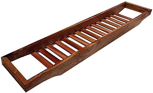 asdchZen Tablett Badewannenständer Holzbadewannenständer rutschfeste Badewannenhalterungsplatte Badewannentablett (70 X 14,5 X 4,5 cm)