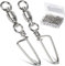 VEPEPE 100 Piezas Snap Eslabón Giratorio De Pesca con Coastlock Snap, Acero Inoxidable Resistente Giratorio De Pesca 2# 4# 6# 8# 10# Rodamiento Bolas Eslabón con Coastlock Snaps