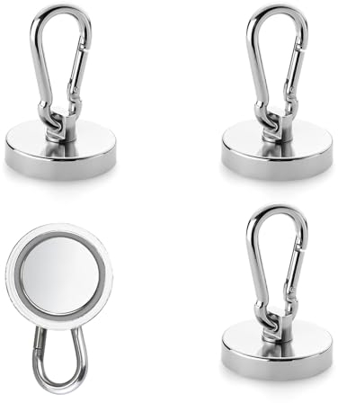 aghoer 32mm Neodym Magnete Haken, 4 Stück Magnethaken, 360° Drehbar Magnetische Haken, Neodym Magnete mit Haken, Magnet mit Haken, 36KG Zugkraft Magnet, für Kühlschränke Küchen