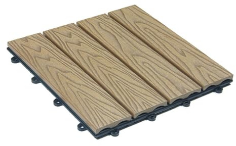 Home Deluxe WPC Klickfliesen BAVARO PREMIUM - Teak 2.5 m² - Holzoptik | Terrassenfliesen Holzfliesen Klickfliese Bodenfliesen
