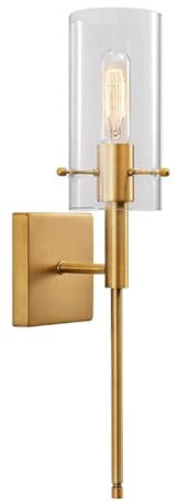 LOGT Gold Vintage Wandleuchte Industrial Retro Spiegelleuchte Innen Nachttischlampe Rund Glas Lampenschirm Wandlampe Retro E27 Nachttischlampe Metall Wandbeleuchtung für Flur Schlafzimmer