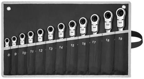 Set di Chiavi Inglesi, Set di Chiavi Inglesi da 12 Pezzi, Set di Chiavi a cricchetto con Testa Flessibile metrica, Chiavi a cricchetto CR-V Professionali, Kit di Chiavi combinate con Borsa i