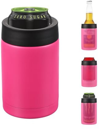 PATIKIL Raffreddatore per Lattine Sottile, 12oz Skinny Can Insulated Beer Sleeve Portabevande per Lattine e Bottiglie Birra, Soda, Caffè, Lattine e Bottiglie Normali, Rosa