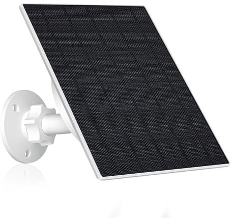 Zivif Cargador de panel solar de 10 W, panel solar USB C para cámara de seguridad, panel solar USB para cámara, con puerto USB-C y micro USB, soporte ajustable de 360°
