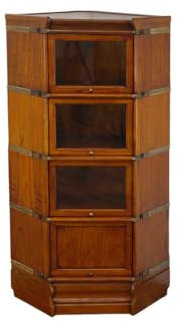 Eckschrank Studio Globe Wernicke, Eckregal im antiken englischen Stil, steckbares Bücherschranksystem H: 149,5 cm -11525-