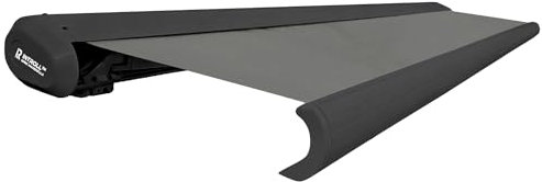 INTELROLL INT500 FULL Cassette Retractable Awning Canopy 4.5m x 3m / 14’9″ x 9’10” for Garden Patio or Shop Front MANUAL GREY Frame Shadow GREY ACRYLIC 320gsm Fabric