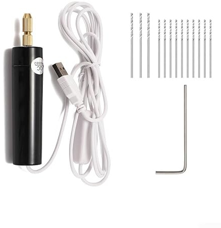 Pequeño kit de taladro eléctrico portátil con 15 accesorios para manualidades y tareas de bricolaje en casa
